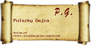 Pulszky Gejza névjegykártya